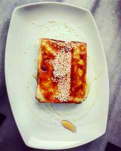 Baked feta with honey and sesame seeds